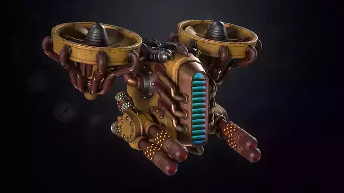 SteamPunk Battle Drone Low-poly 3D model
