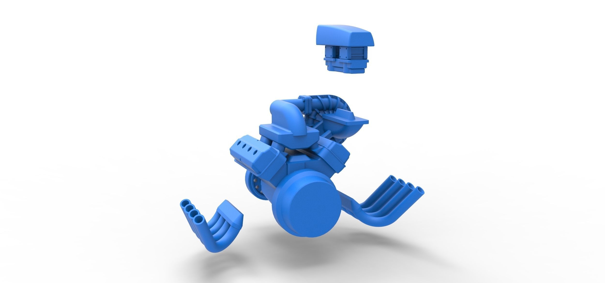 Engine V8 with Centrifugal blower Scale 1 to 25 3D print model_17