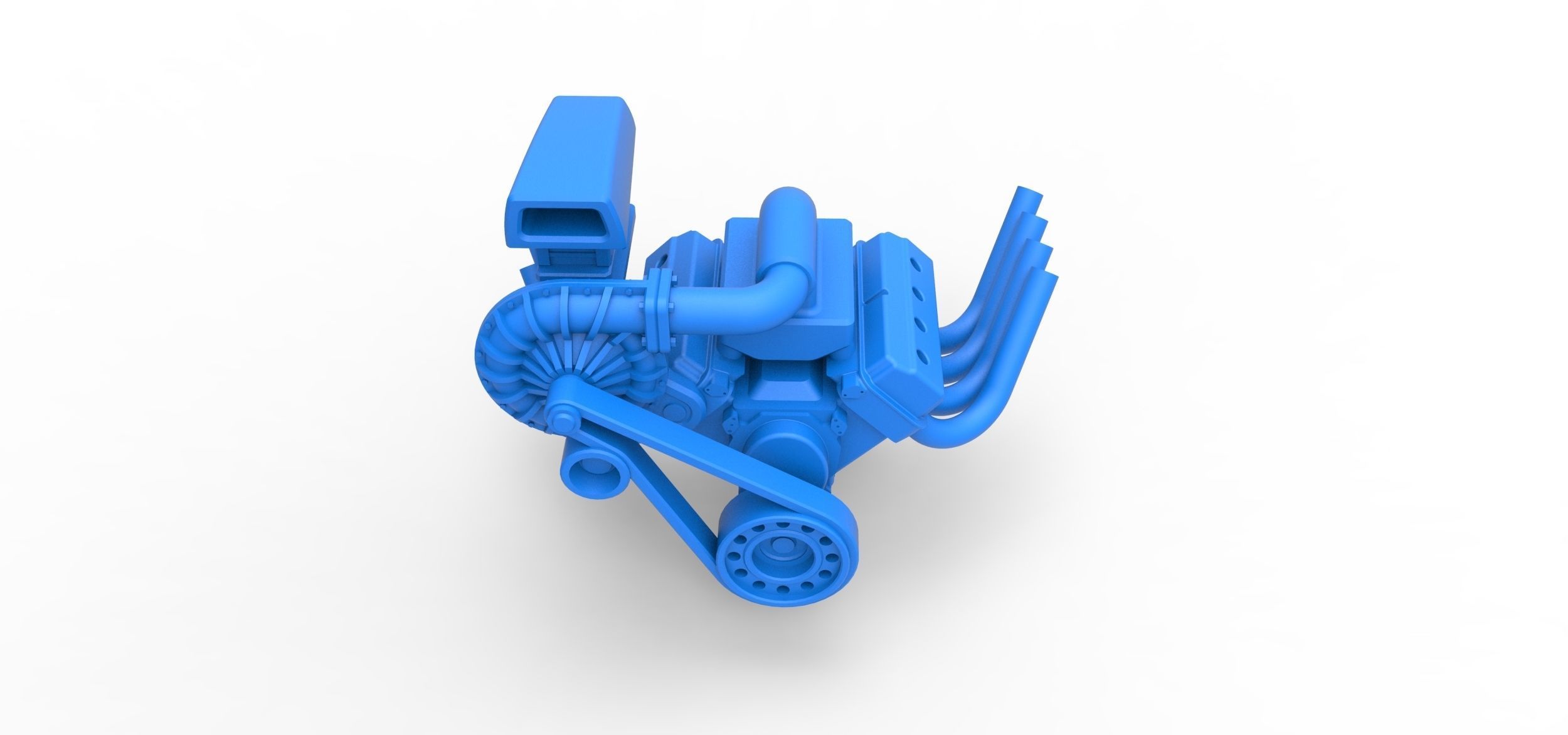 Engine V8 with Centrifugal blower Scale 1 to 25 3D print model_3