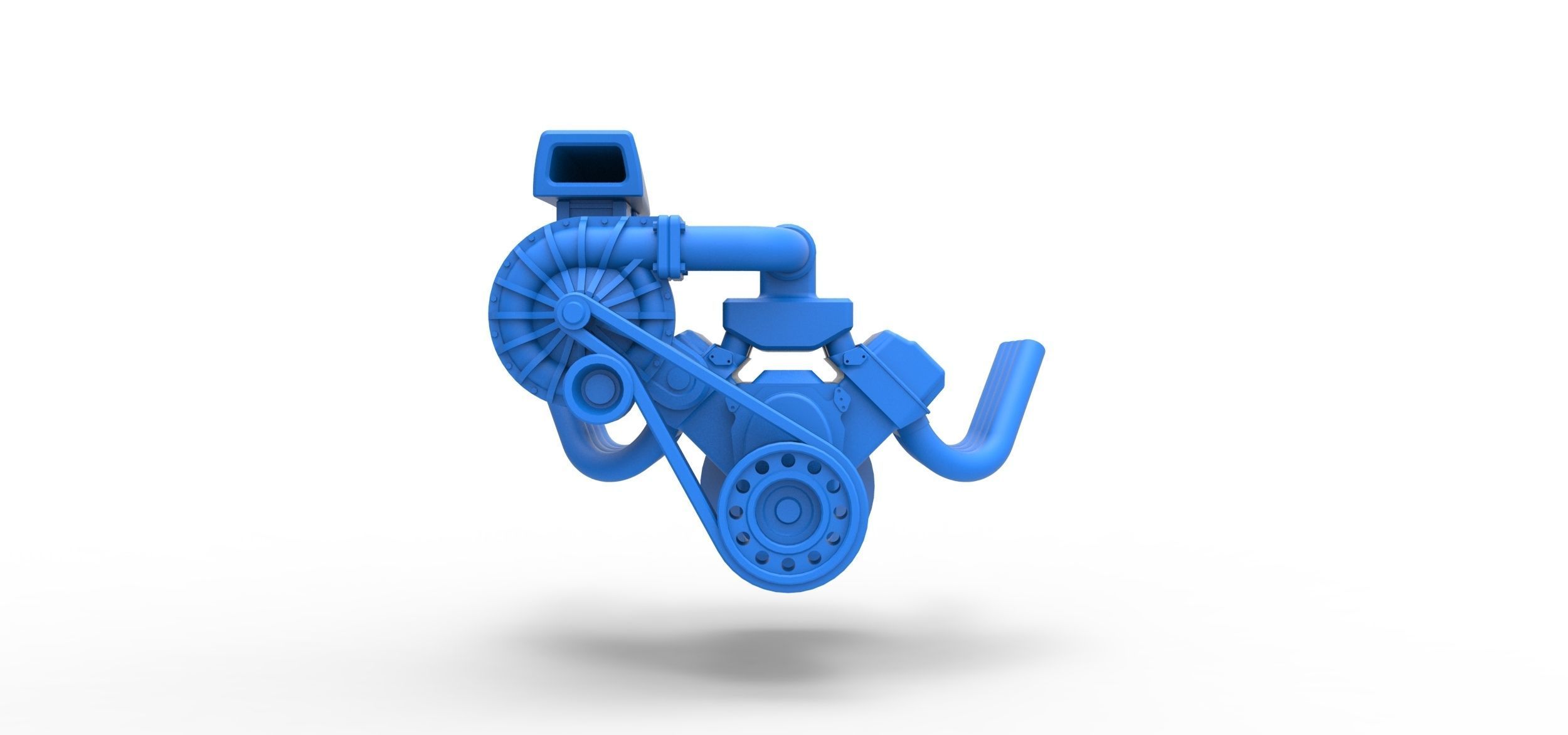 Engine V8 with Centrifugal blower Scale 1 to 25 3D print model_2