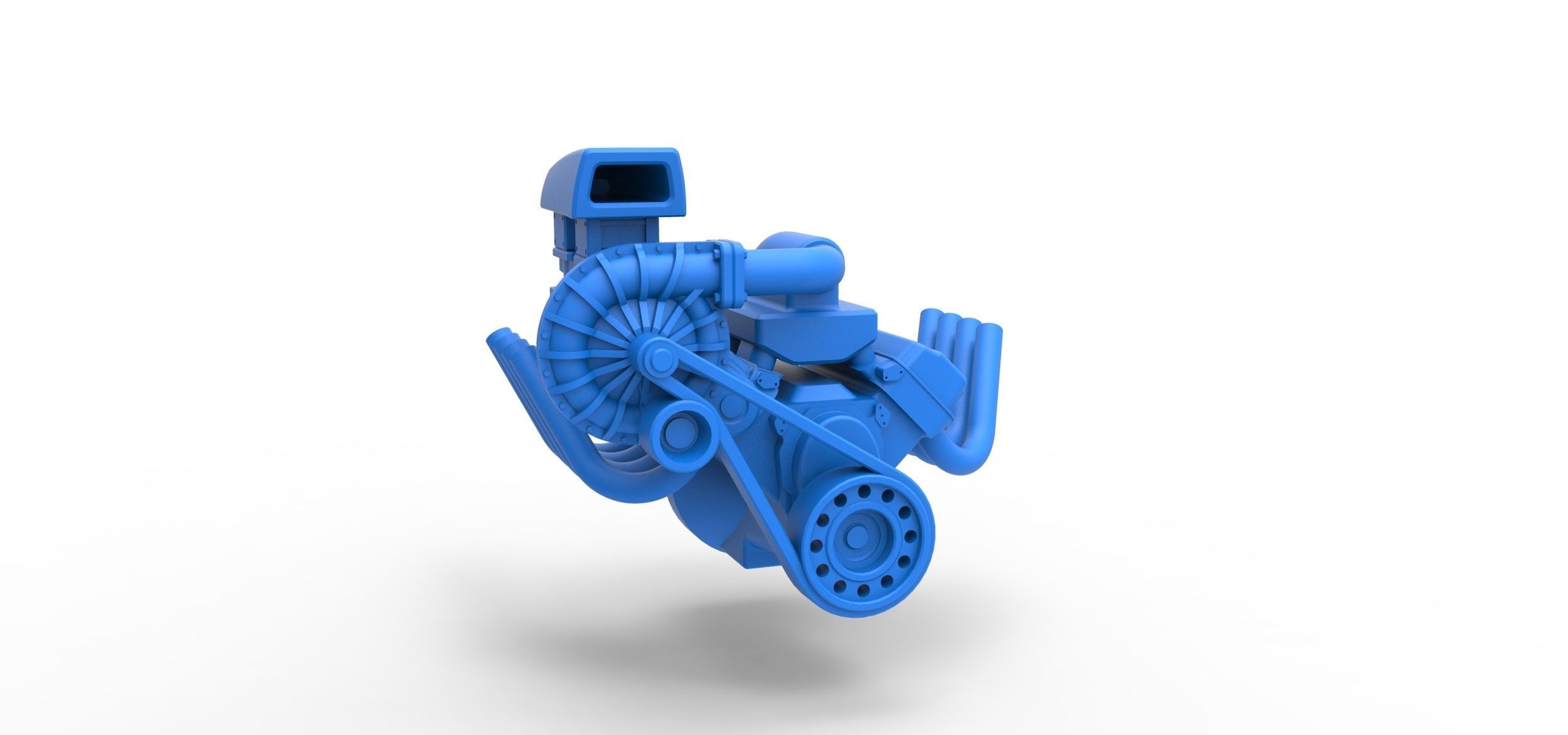 Engine V8 with Centrifugal blower Scale 1 to 25 3D print model_14