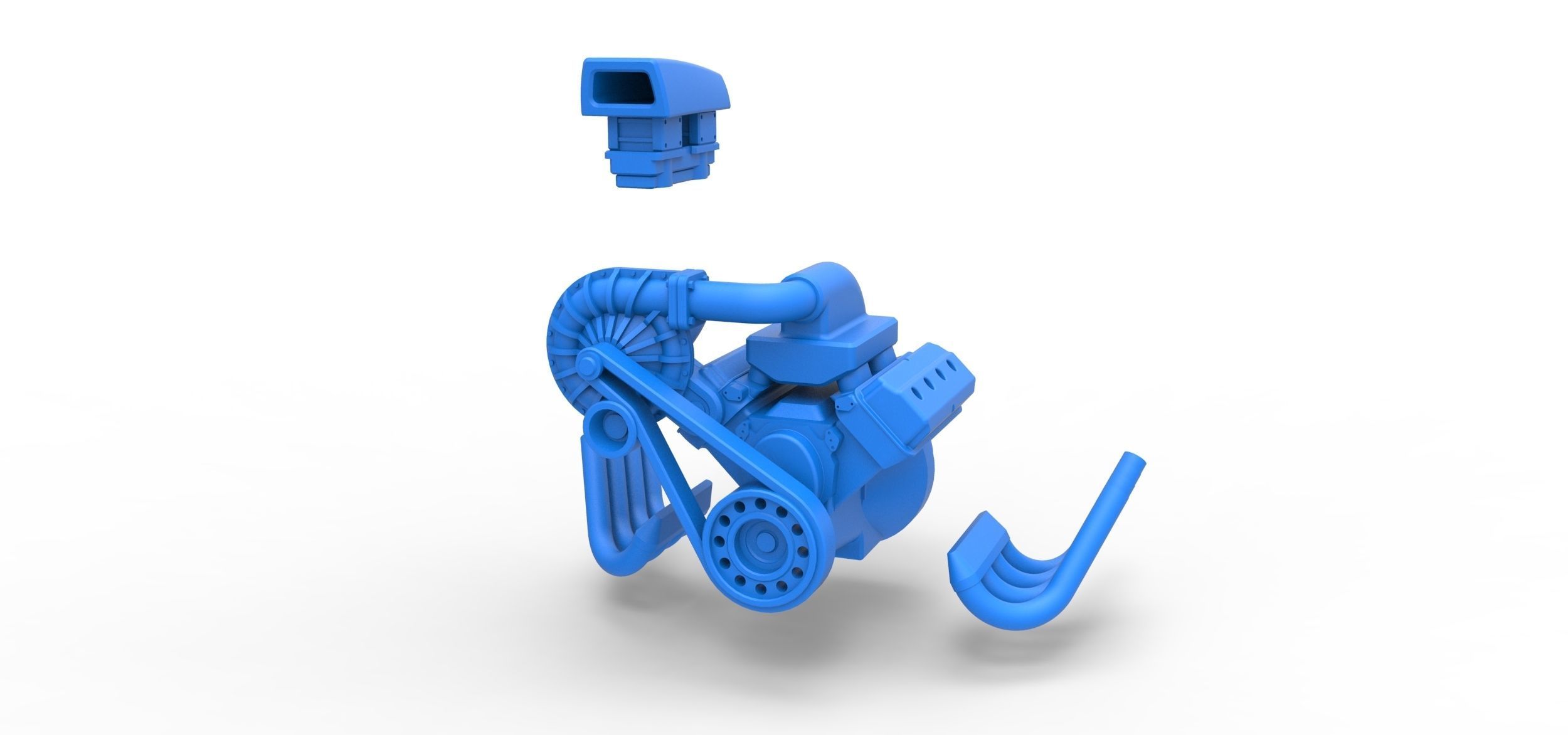 Engine V8 with Centrifugal blower Scale 1 to 25 3D print model_15