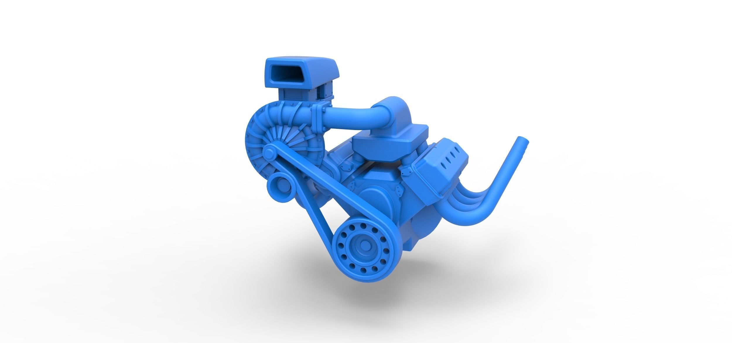 Engine V8 with Centrifugal blower Scale 1 to 25 3D print model_1