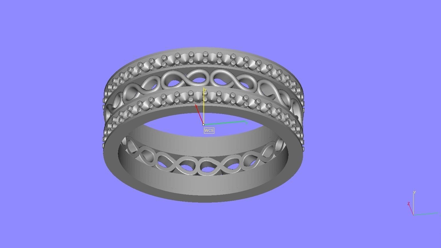 Two Row Round Diamond Infinite Wedding Band 3D print model_16