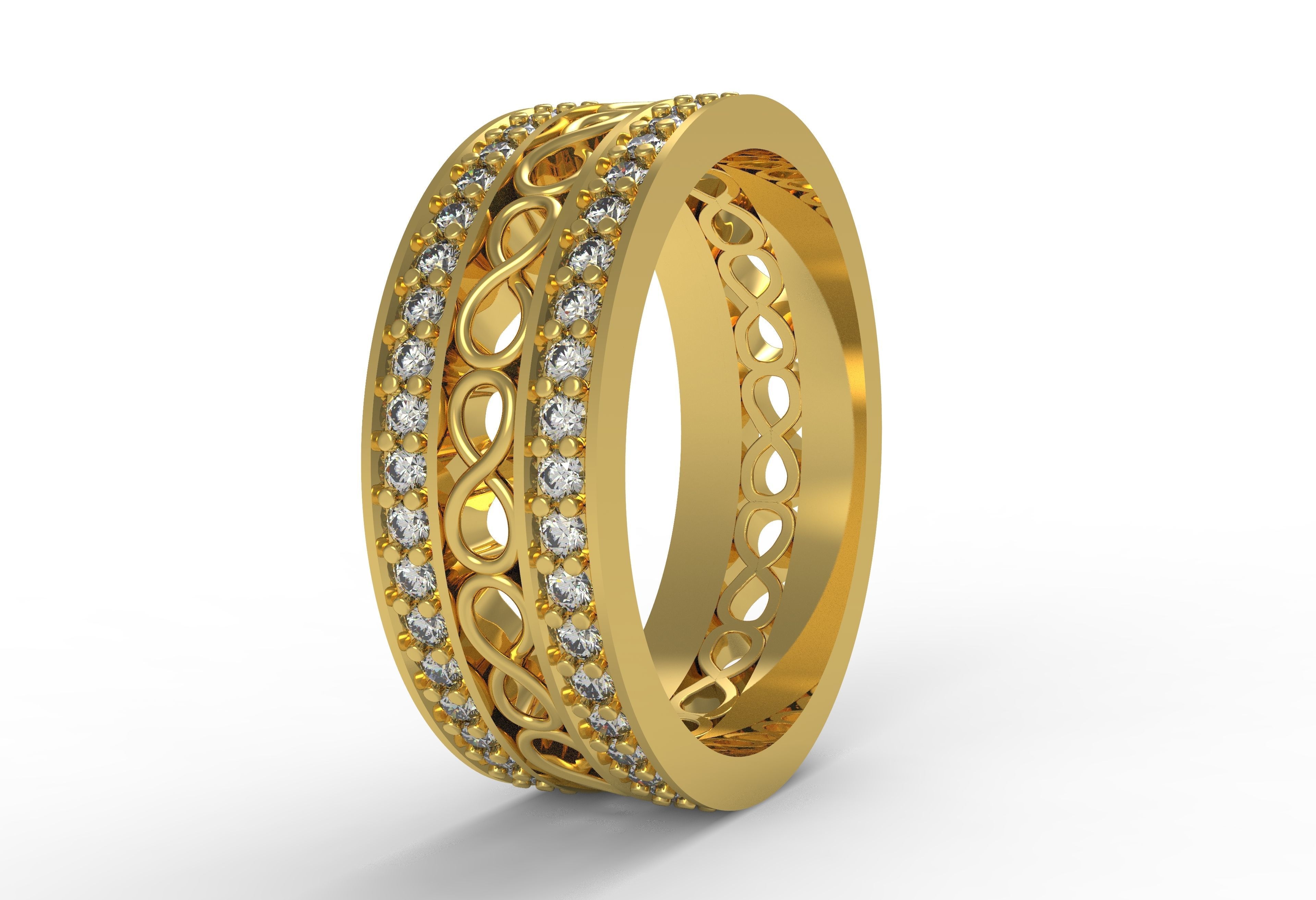 Two Row Round Diamond Infinite Wedding Band 3D print model_6