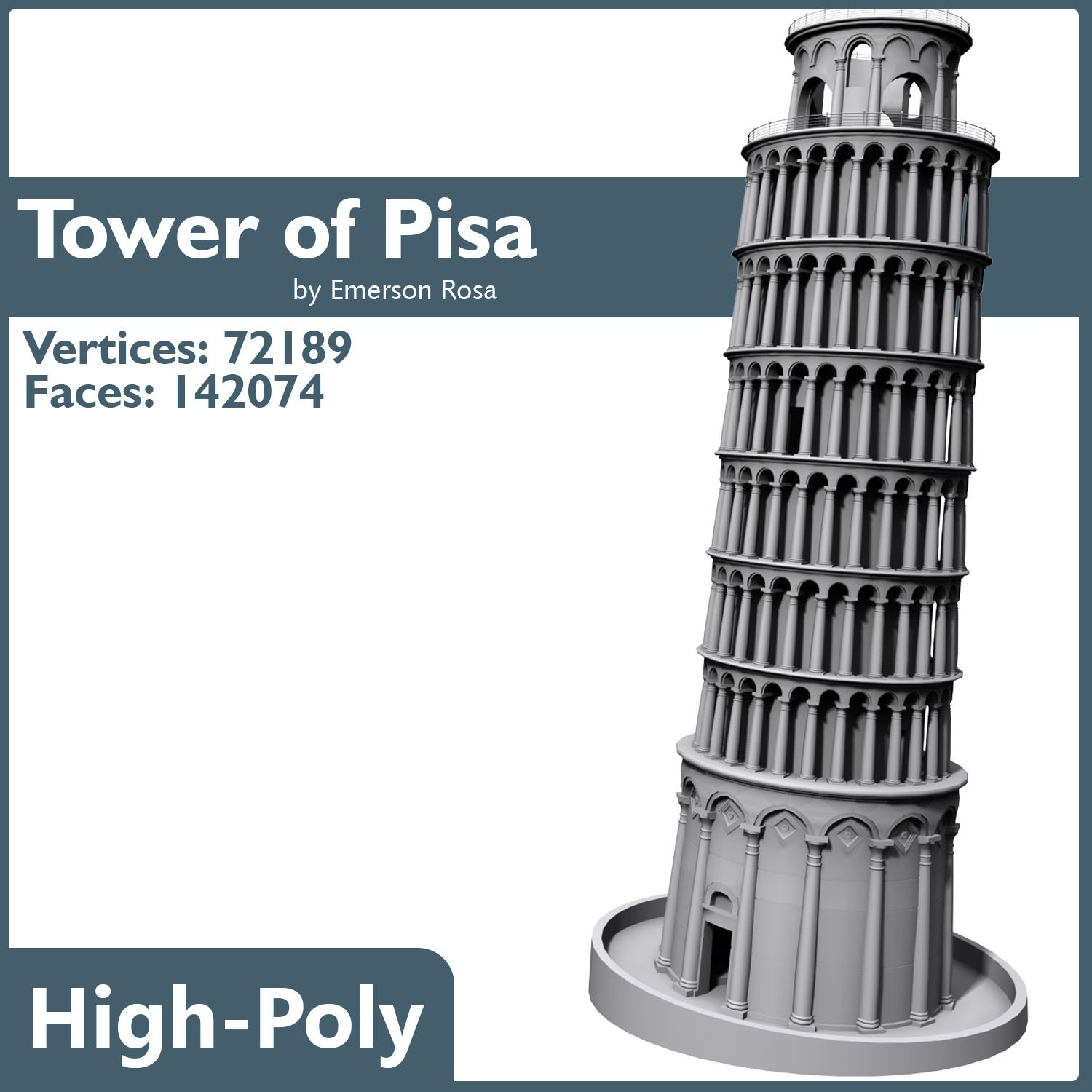 Leaning Tower of Pisa 3D model_5