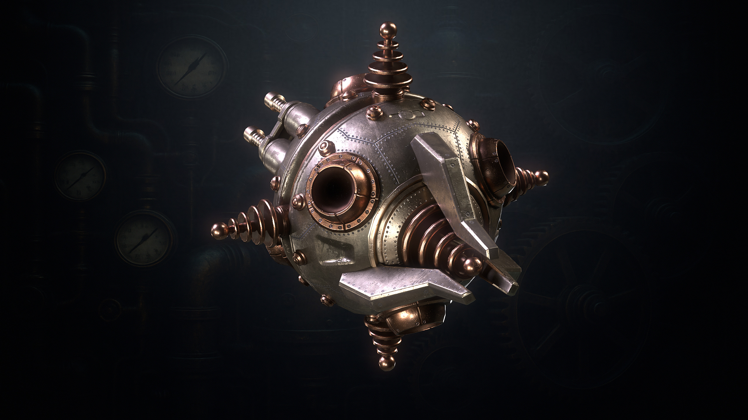 SteamPunk Droids Low-poly 3D model_11