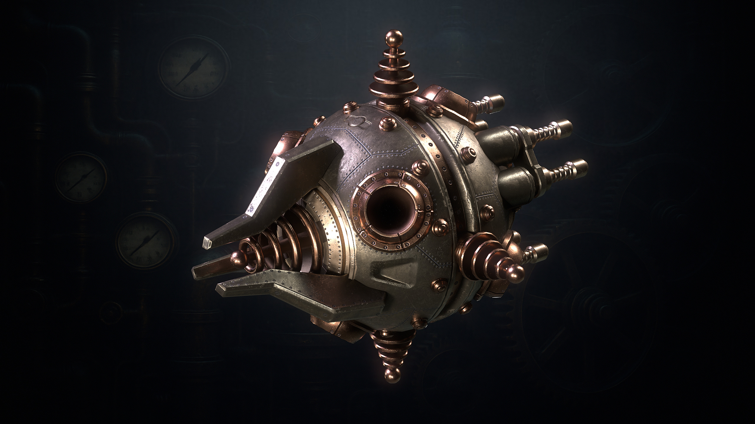 SteamPunk Droids Low-poly 3D model_9