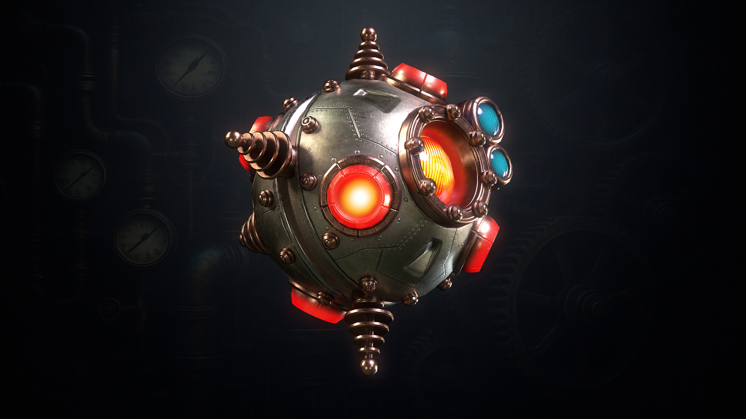 SteamPunk Droids Low-poly 3D model_6