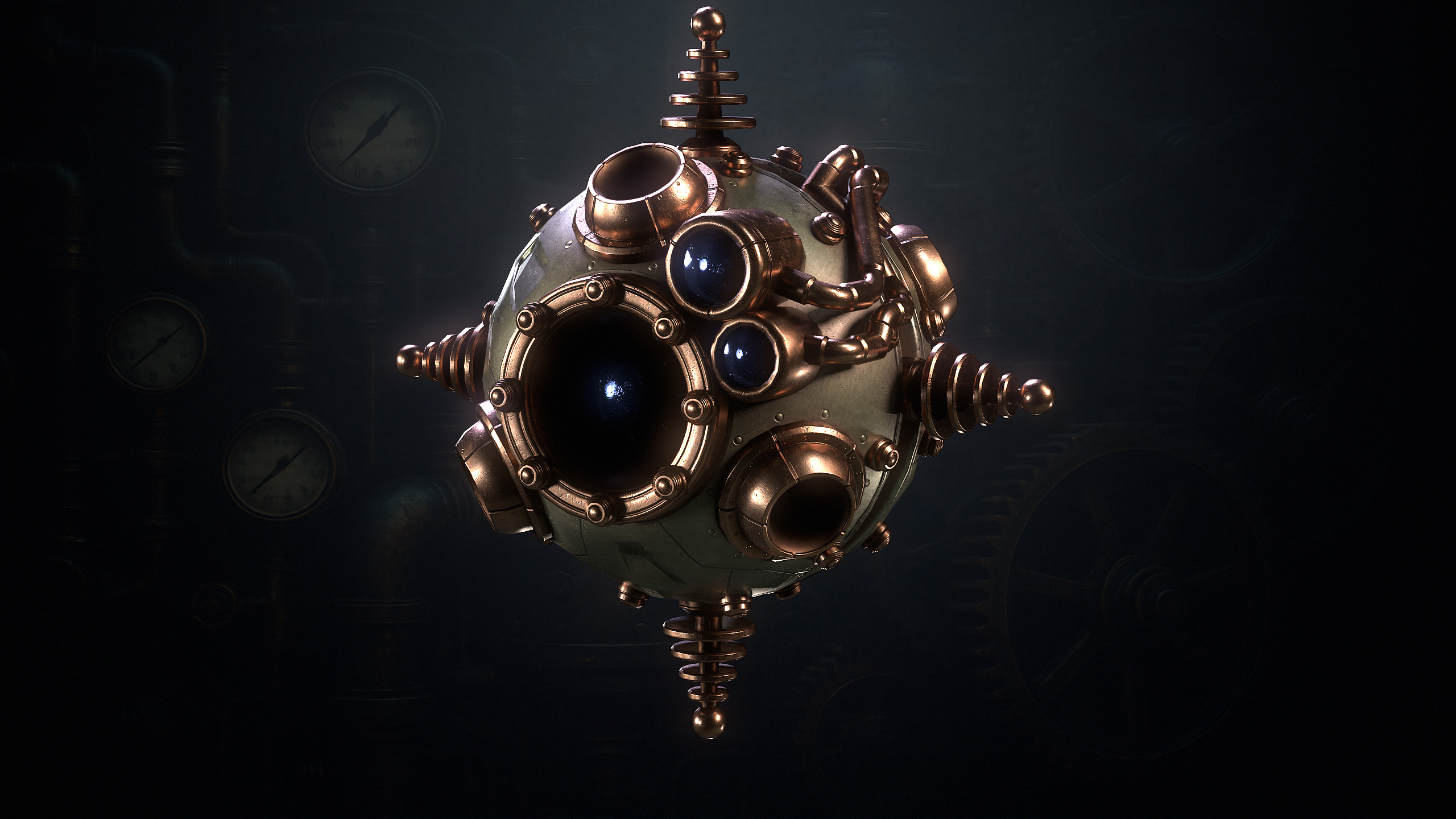 SteamPunk Droids Low-poly 3D model_2
