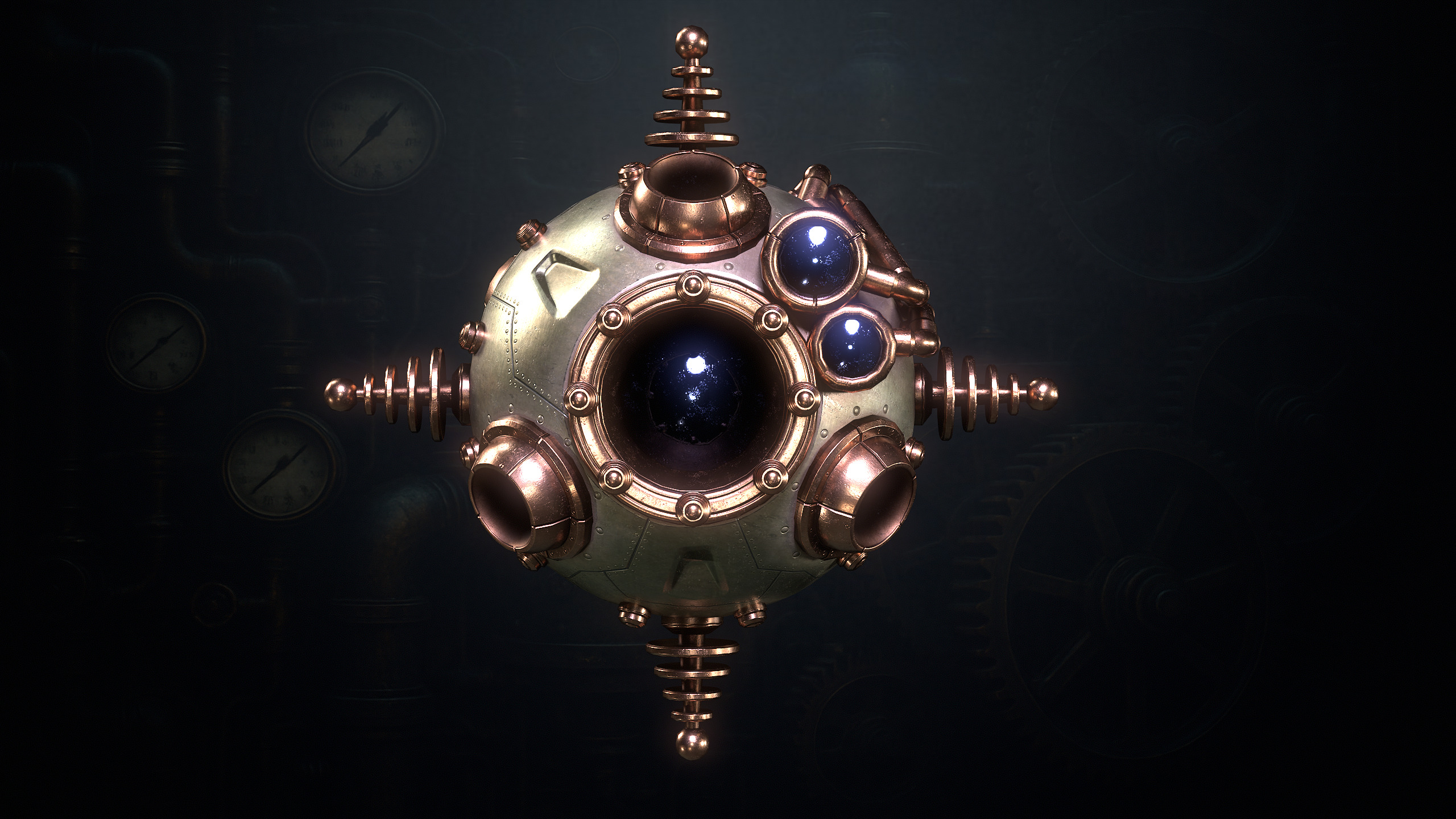 SteamPunk Droids Low-poly 3D model_5