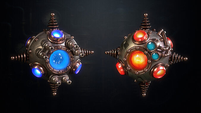 SteamPunk Droids Low-poly 3D model