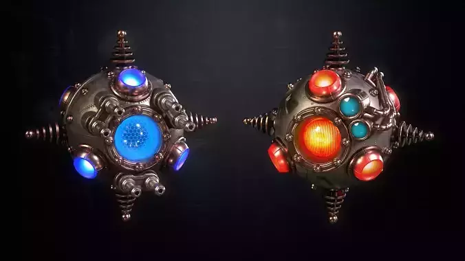 SteamPunk Droids Low-poly 3D model