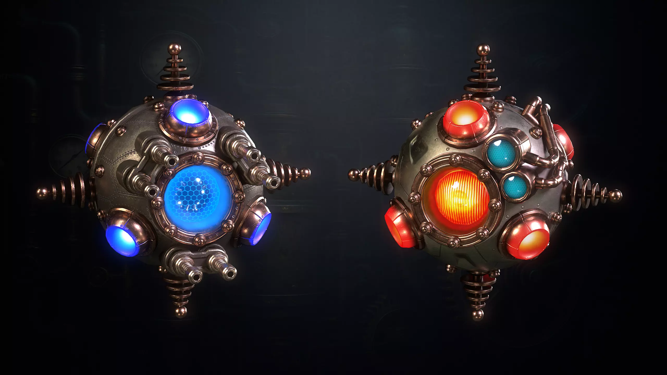 SteamPunk Droids Low-poly 3D model_0