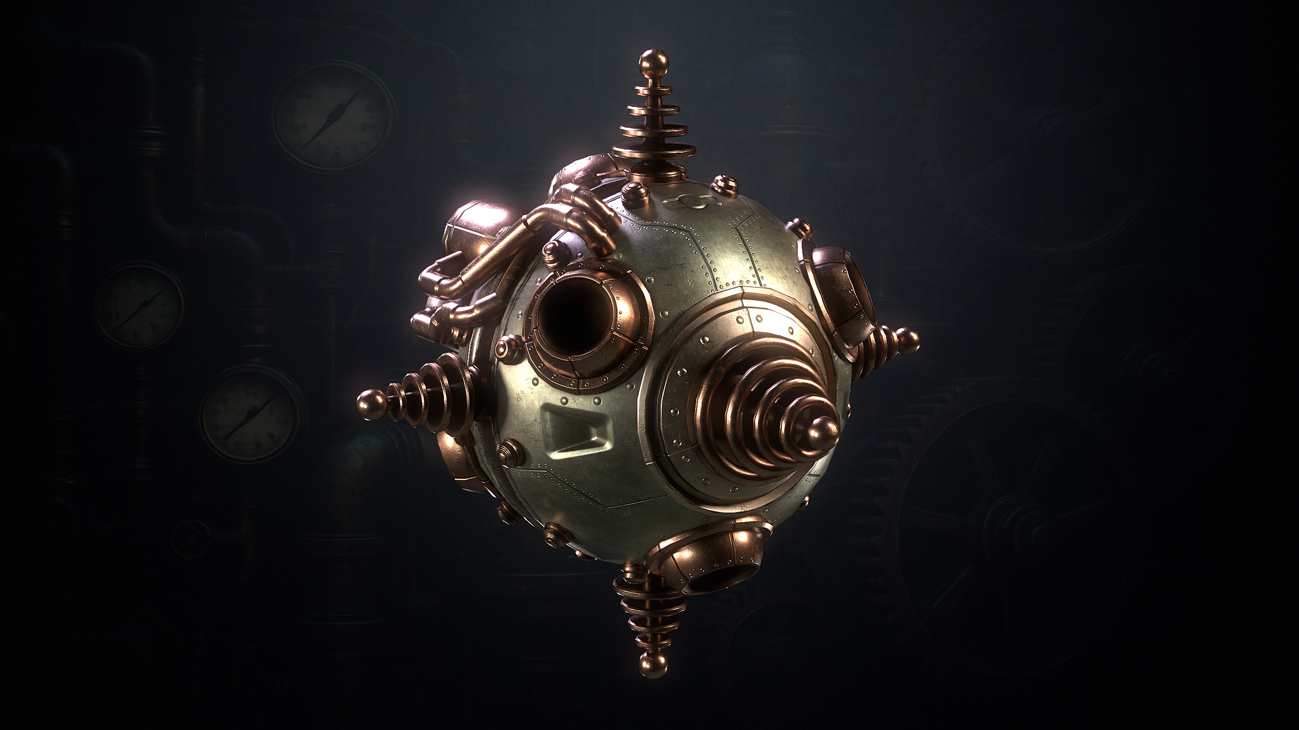 SteamPunk Droids Low-poly 3D model_4