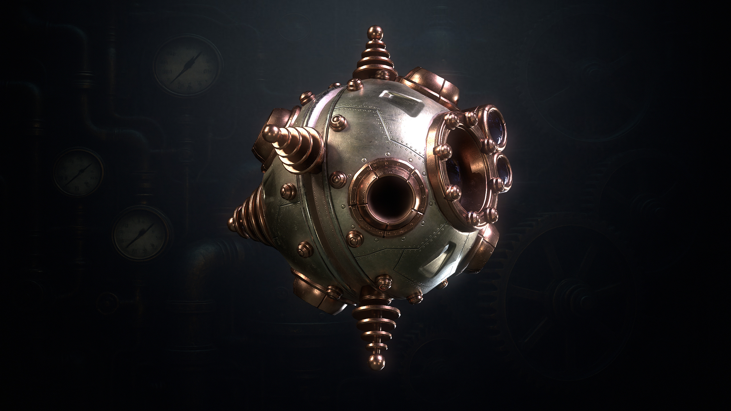 SteamPunk Droids Low-poly 3D model_3