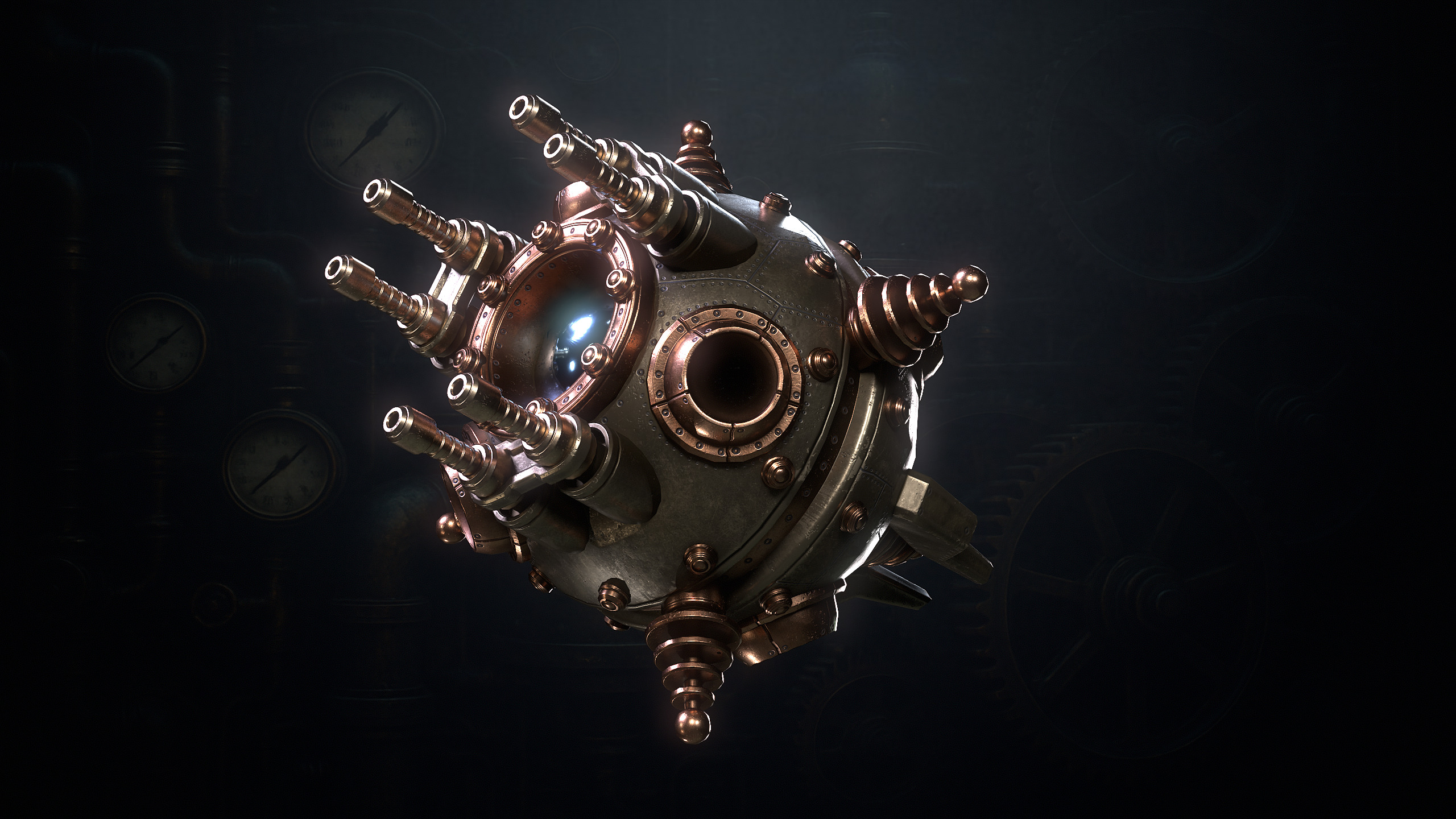 SteamPunk Droids Low-poly 3D model_10