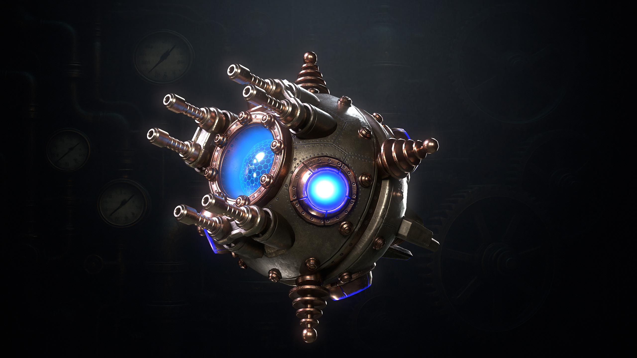 SteamPunk Droids Low-poly 3D model_12