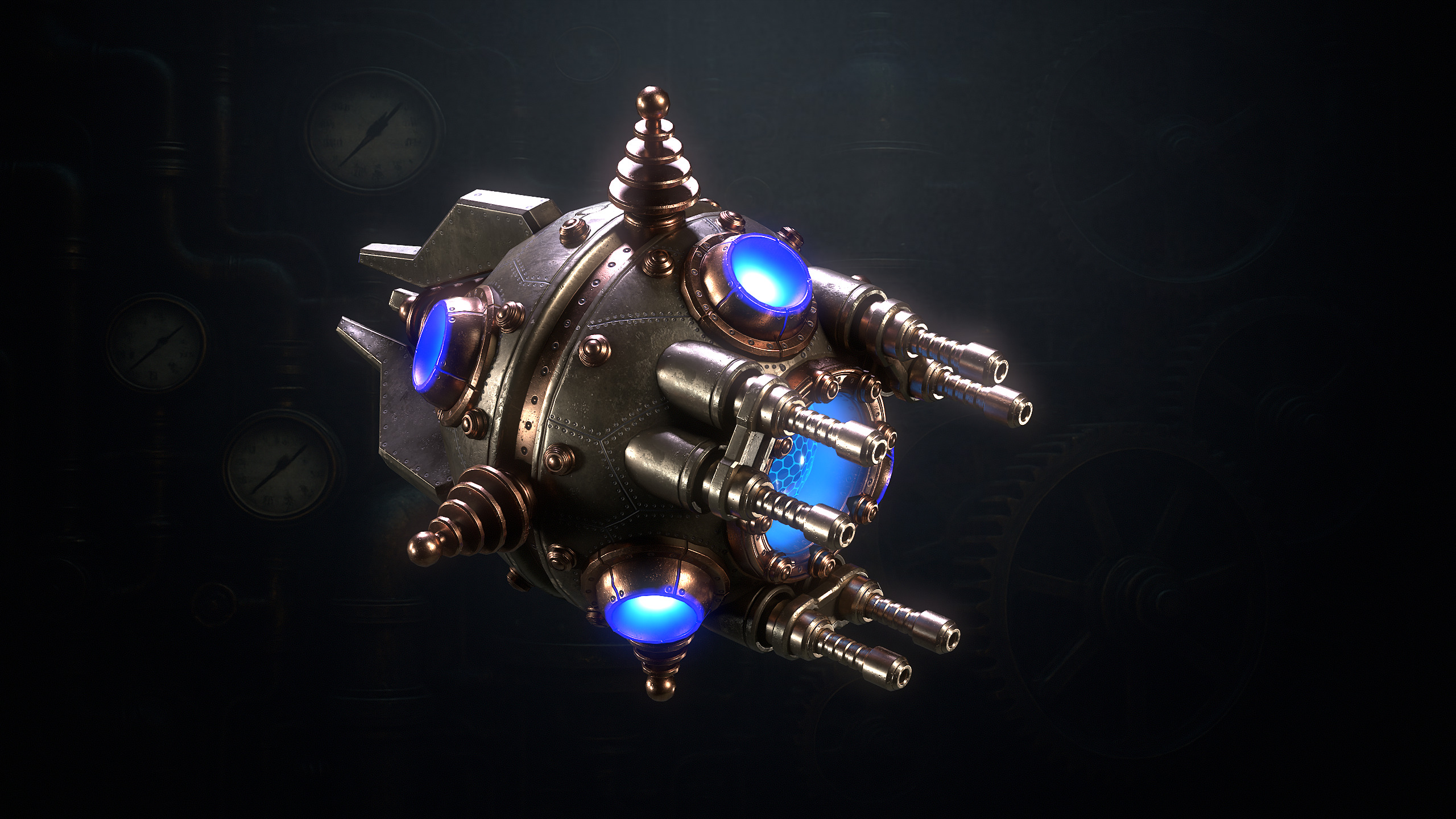 SteamPunk Droids Low-poly 3D model_13