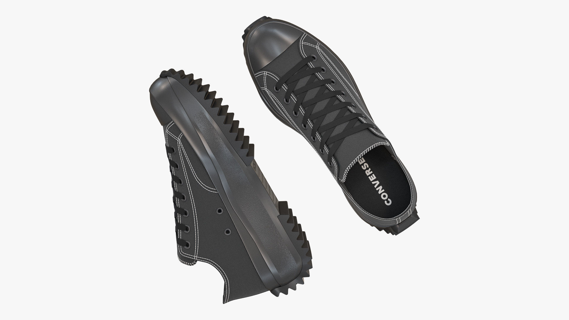 Converse Run Star Hike Platform Low Top Mono Black 3D model_1