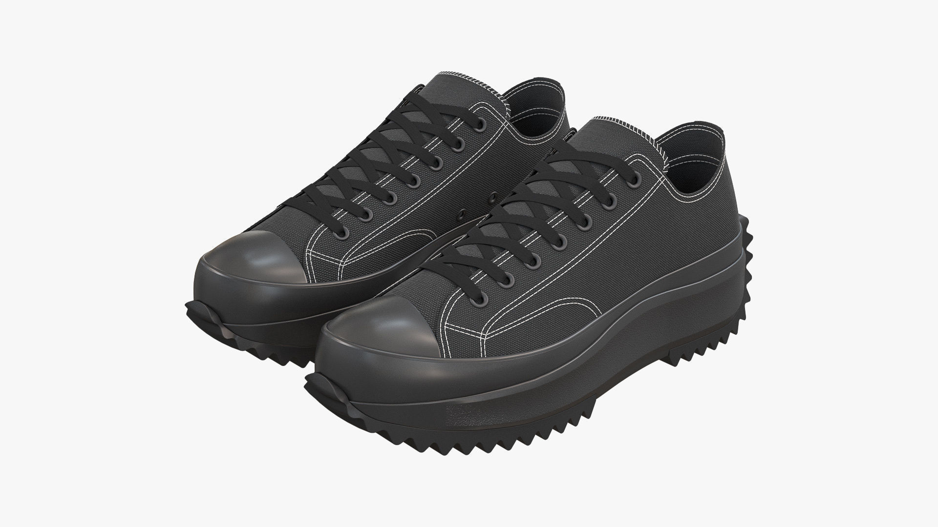 Converse Run Star Hike Platform Low Top Mono Black 3D model_3