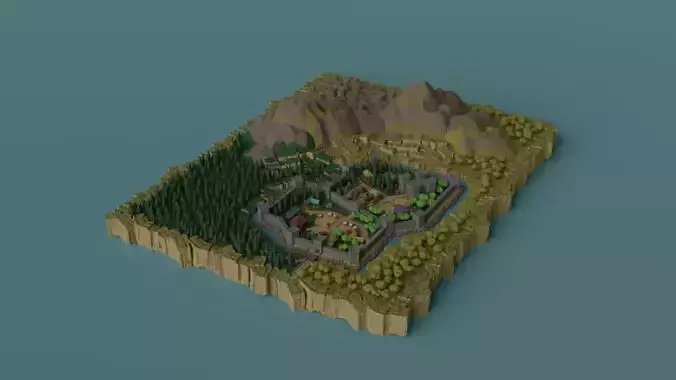 Cartoon Polygonal Fantasy Castle