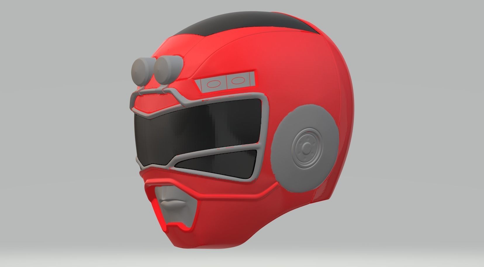 Power Rangers Turbo Red Ranger helmet 3D print model_3