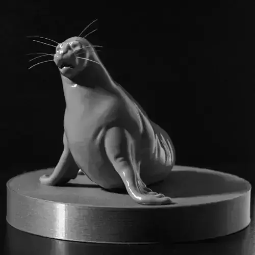 Surprised funny seal with stand meme 3D print model