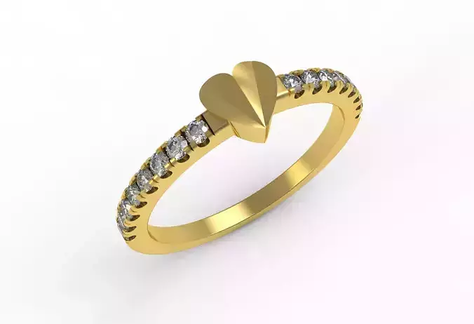 Beautiful Heart Micro Prong Setting Diamond Ring