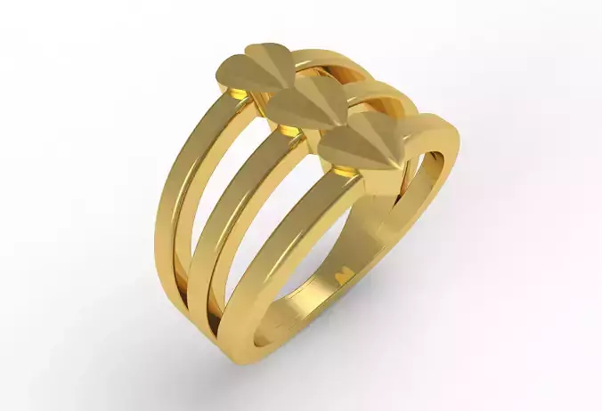 Antique Three Heart Triple Shank Engagement Ring