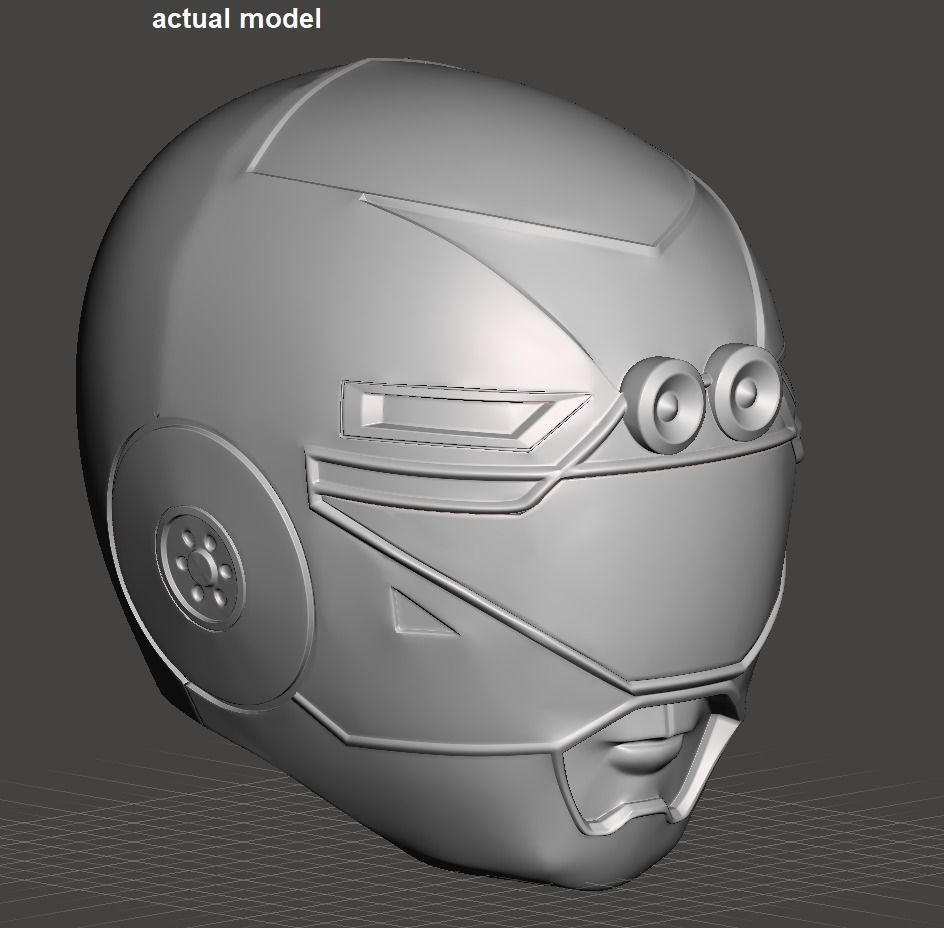 Power Rangers Turbo Yellow Ranger helmet 3D print model_6