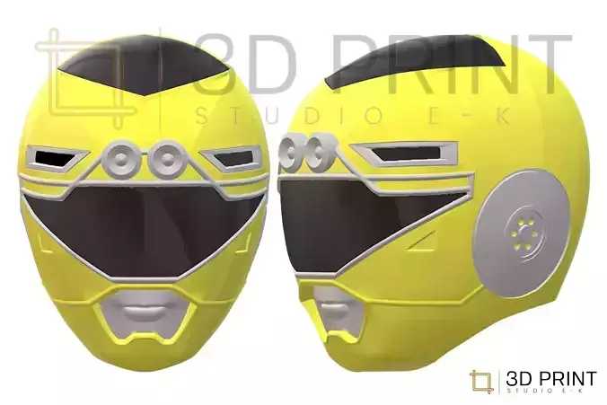 Power Rangers Turbo Yellow Ranger helmet 3D print model Power Rangers Turbo Yellow Ranger helmet 3D print model