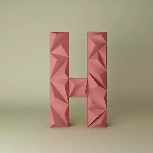 3D letter Low poly origami geometric 3D print model