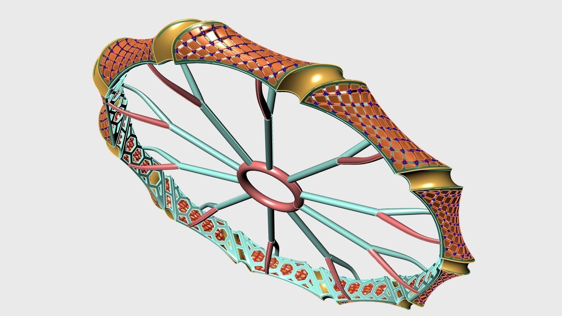 Fusion bracelet bangle 07 in 4 sizes 3D print model_6