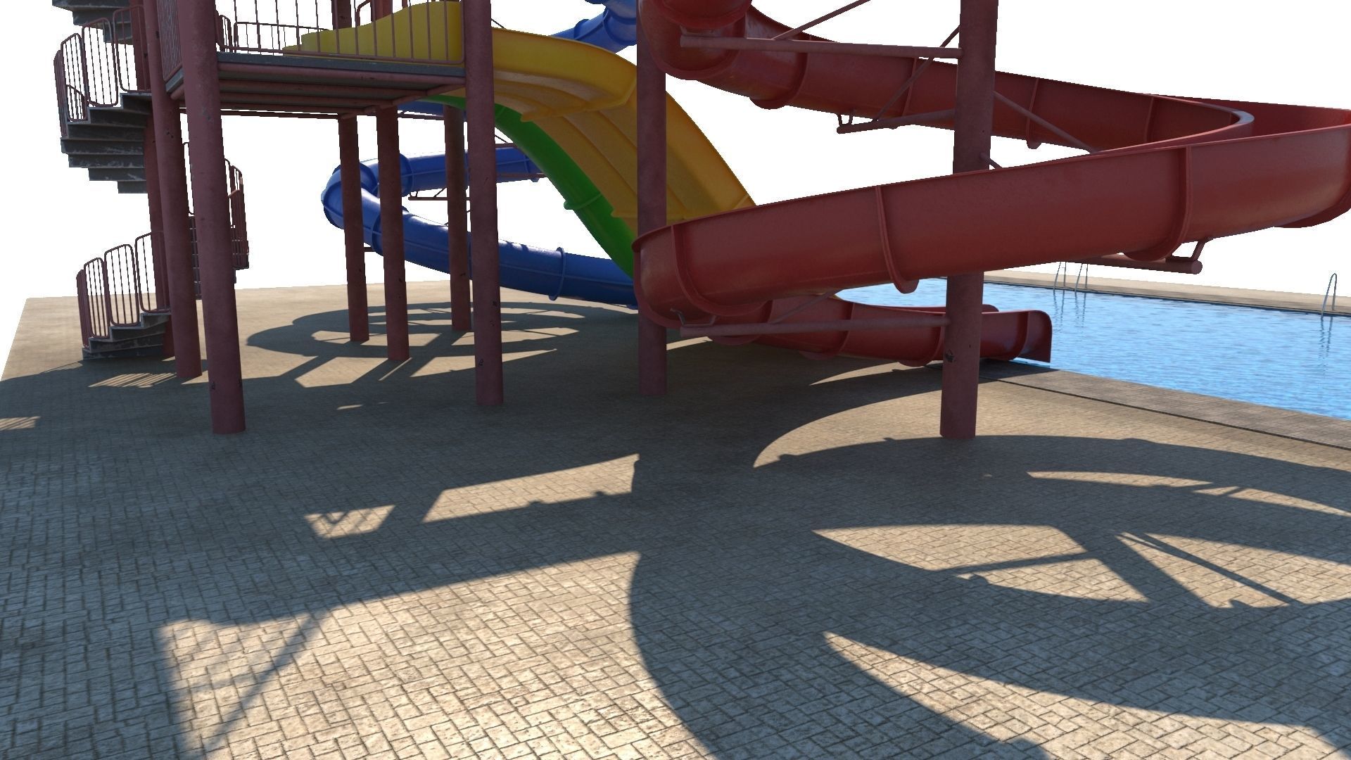 Water Slide Low-poly 3D model_6