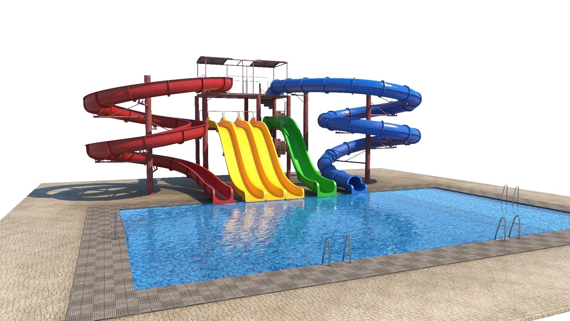 Water Slide Low-poly 3D model_8