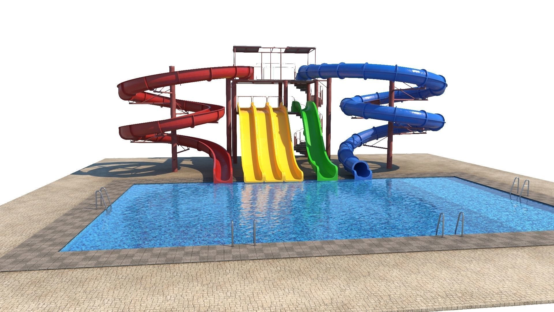 Water Slide Low-poly 3D model_7