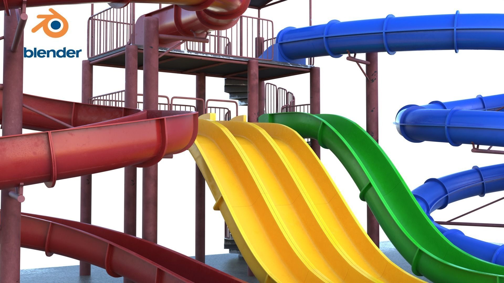 Water Slide Low-poly 3D model_20