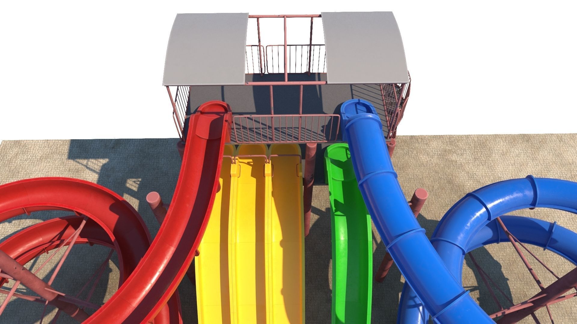 Water Slide Low-poly 3D model_3
