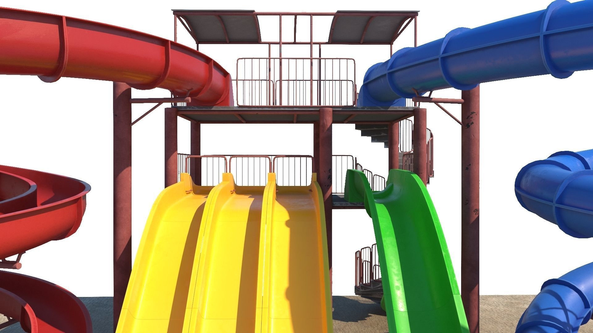 Water Slide Low-poly 3D model_4