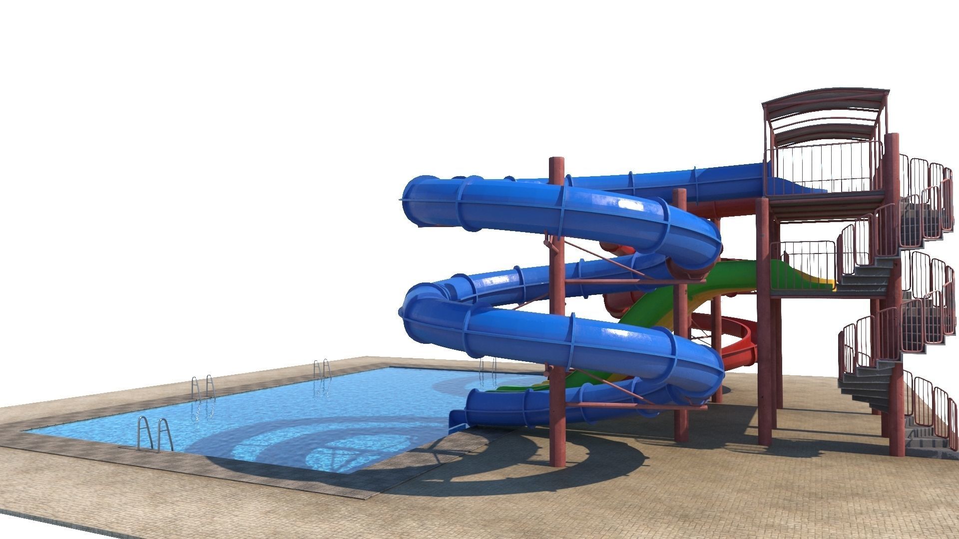 Water Slide Low-poly 3D model_14