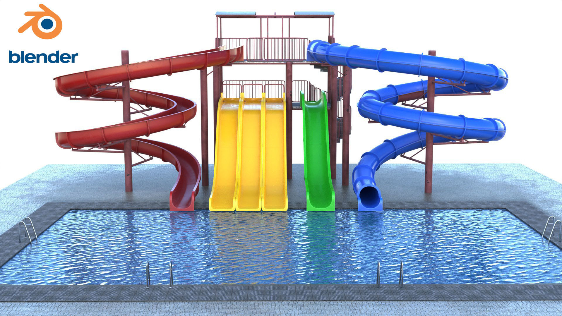 Water Slide Low-poly 3D model_19