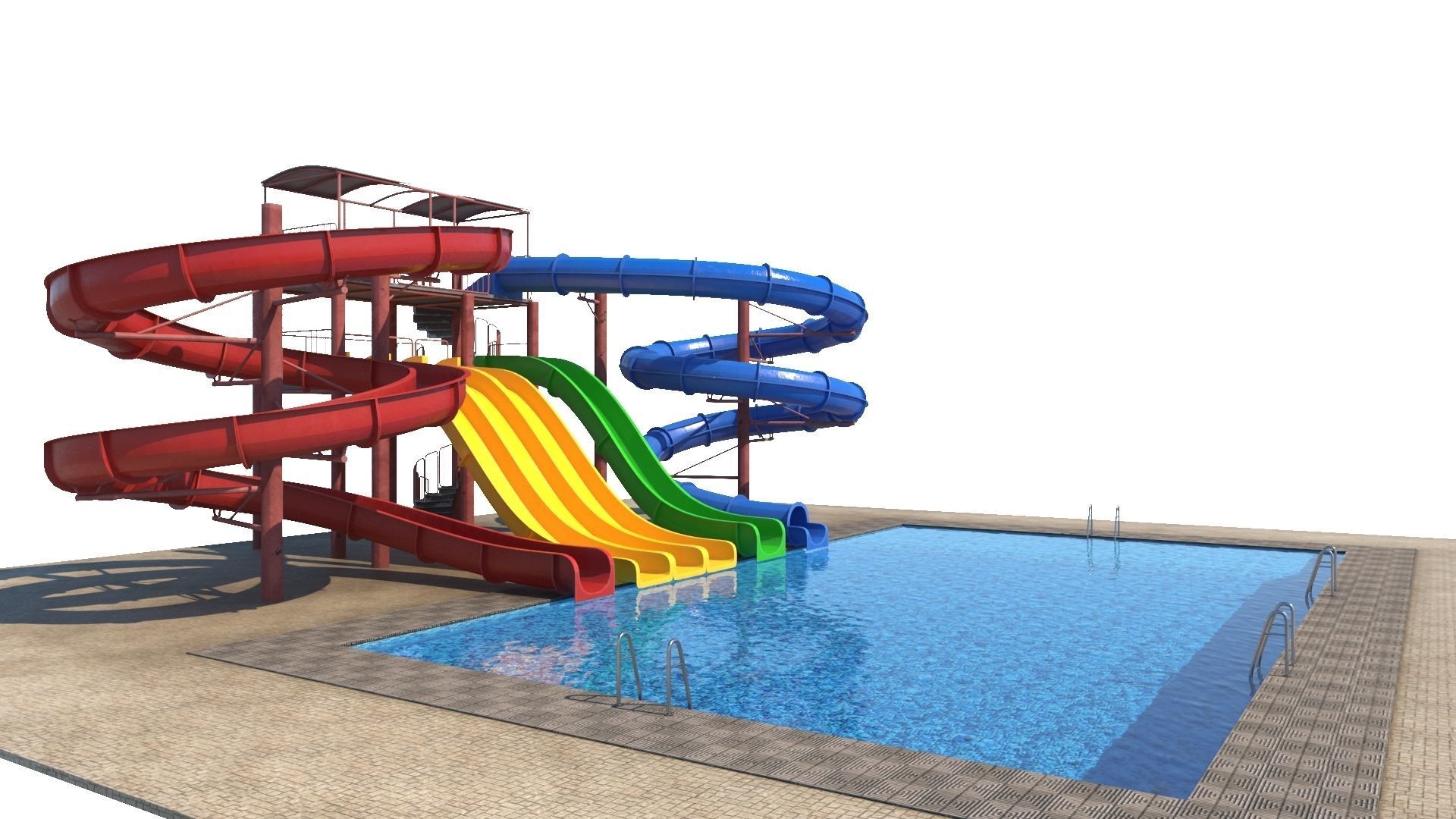 Water Slide Low-poly 3D model_9