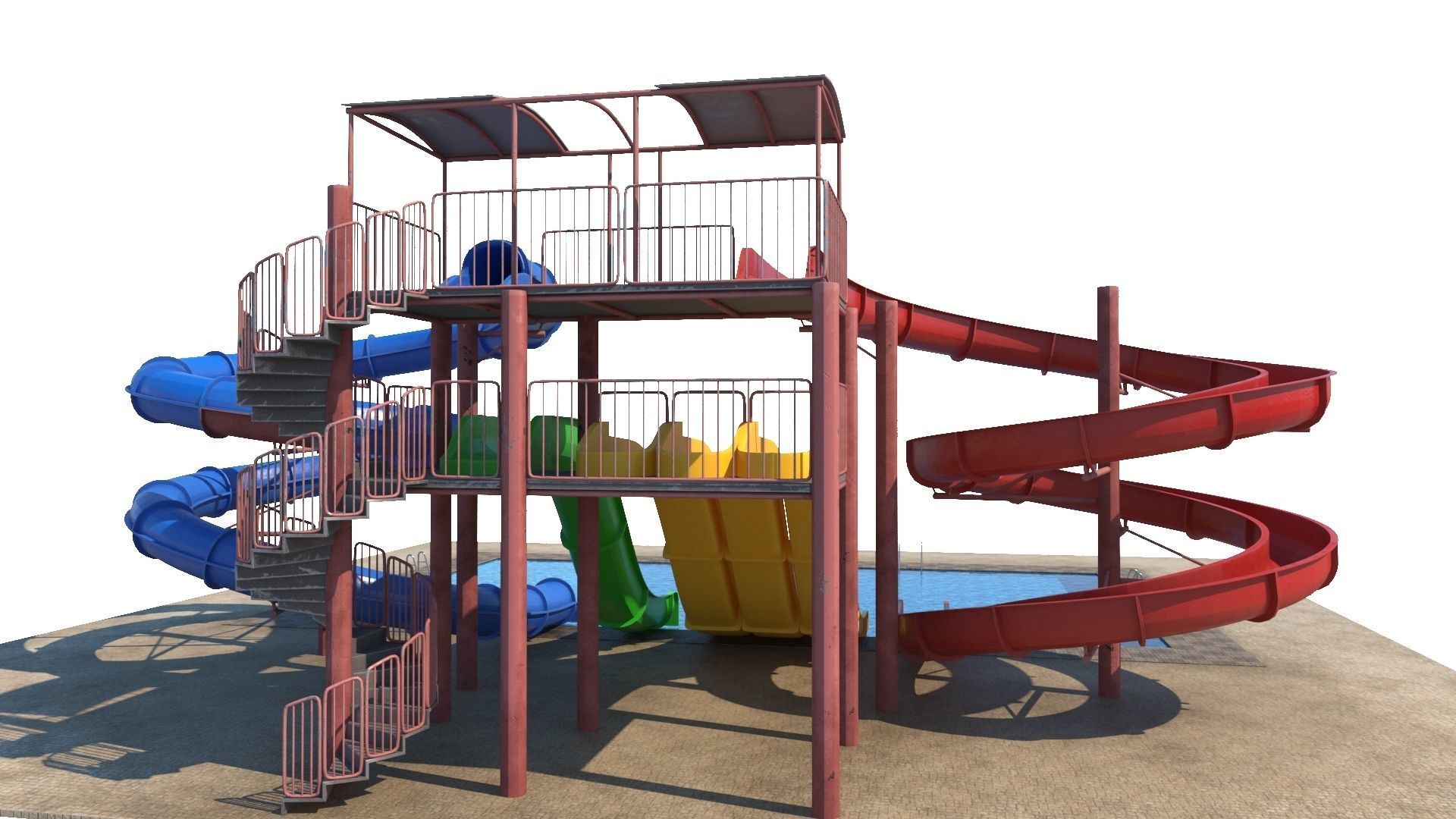 Water Slide Low-poly 3D model_12