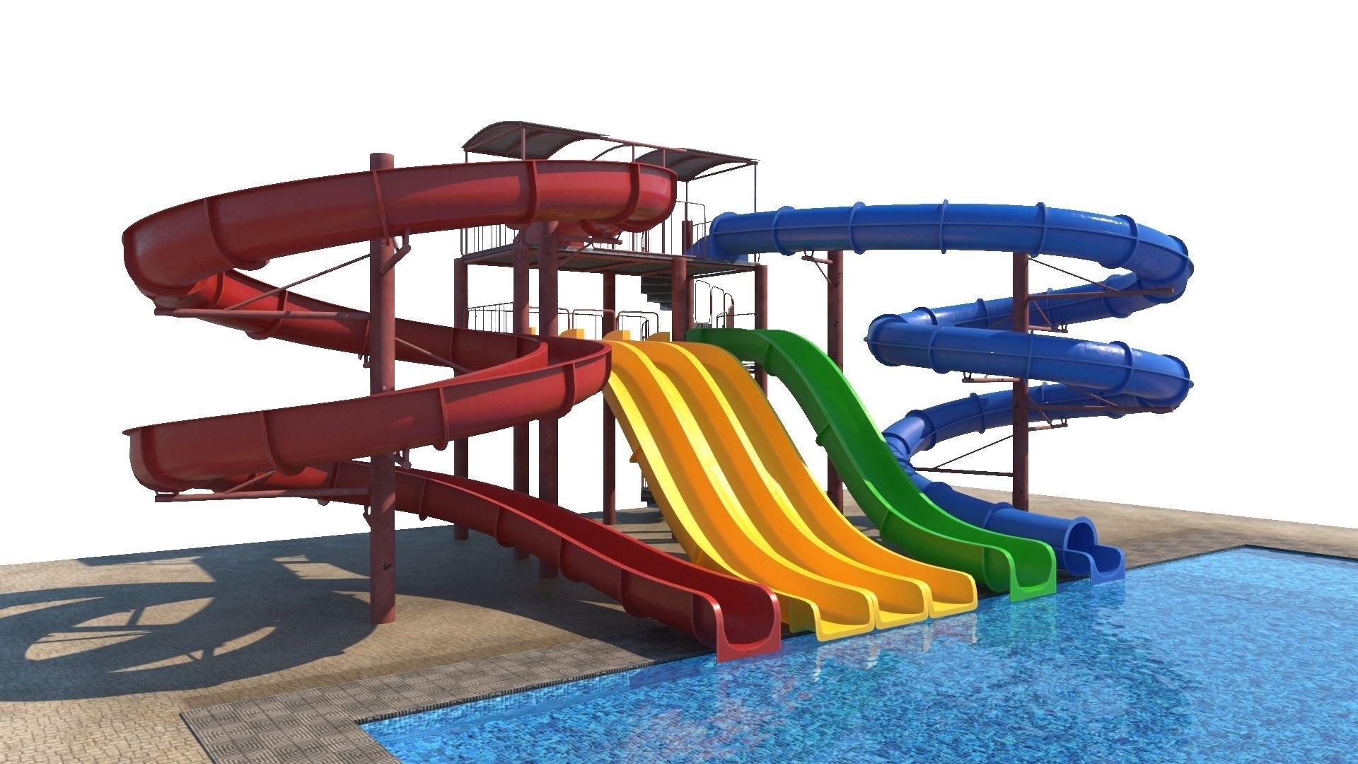 Water Slide Low-poly 3D model_2