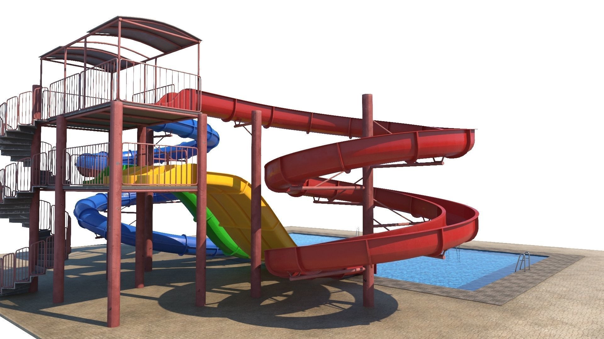 Water Slide Low-poly 3D model_11
