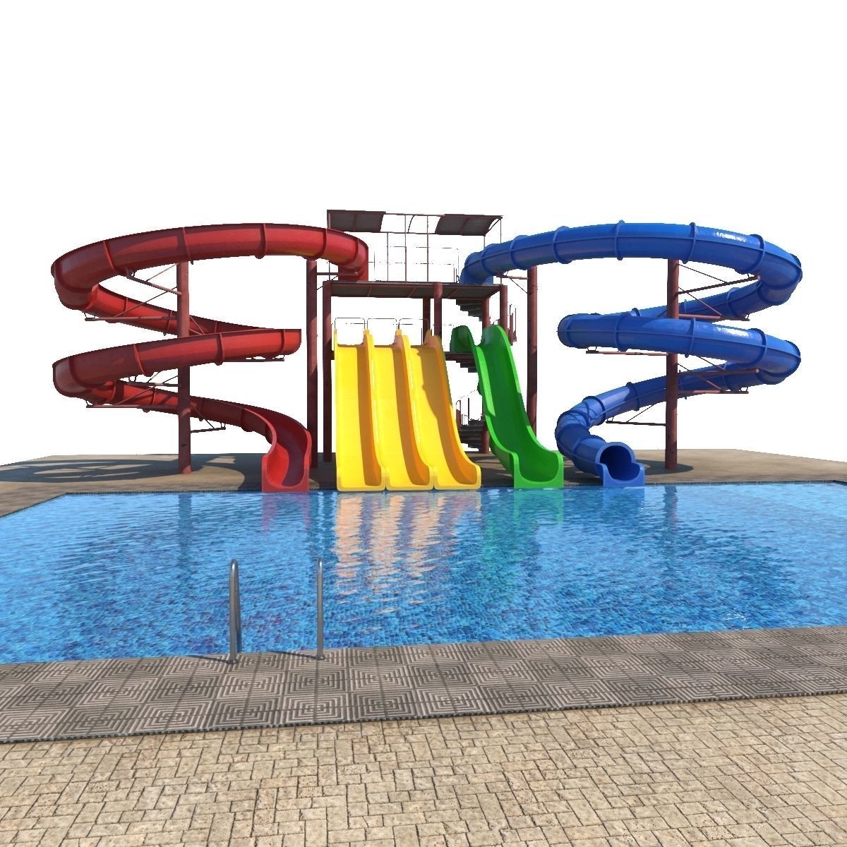 Water Slide Low-poly 3D model_0