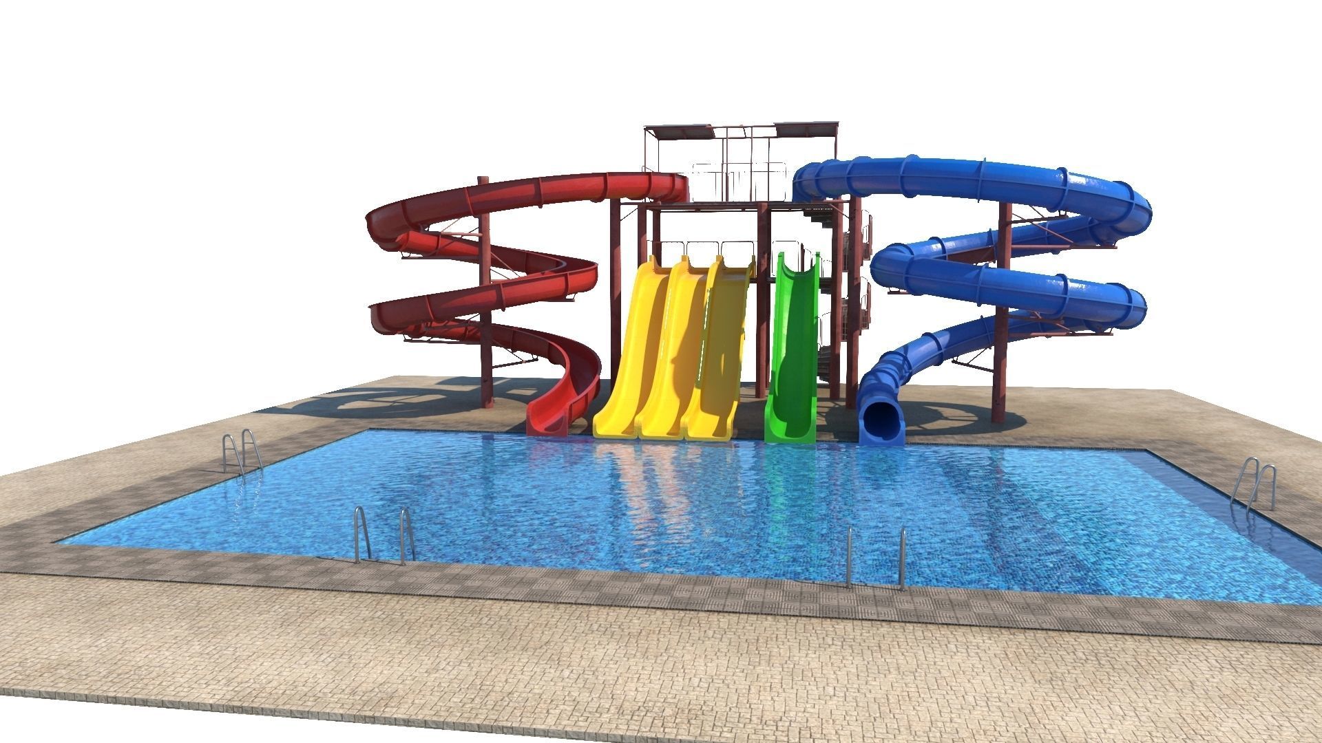Water Slide Low-poly 3D model_16