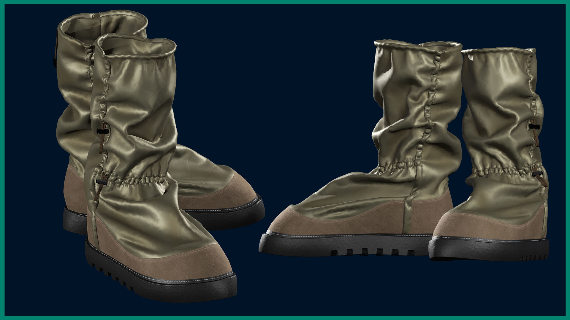 female rain boot with texture 3D model_1
