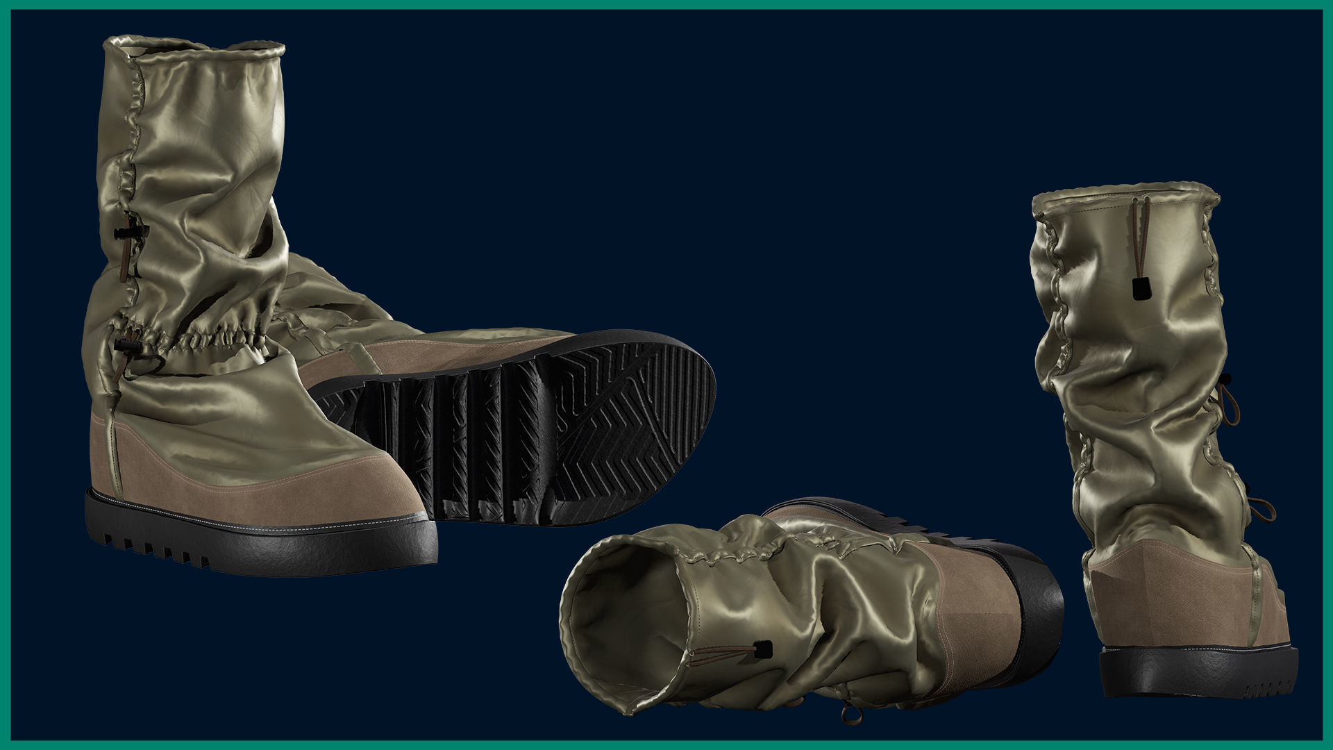 female rain boot with texture 3D model_2